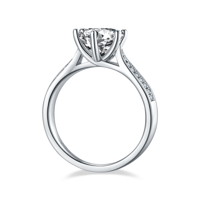 星光皇后S925银镀白金MoissaniteWomen's Ring2.0ctD级